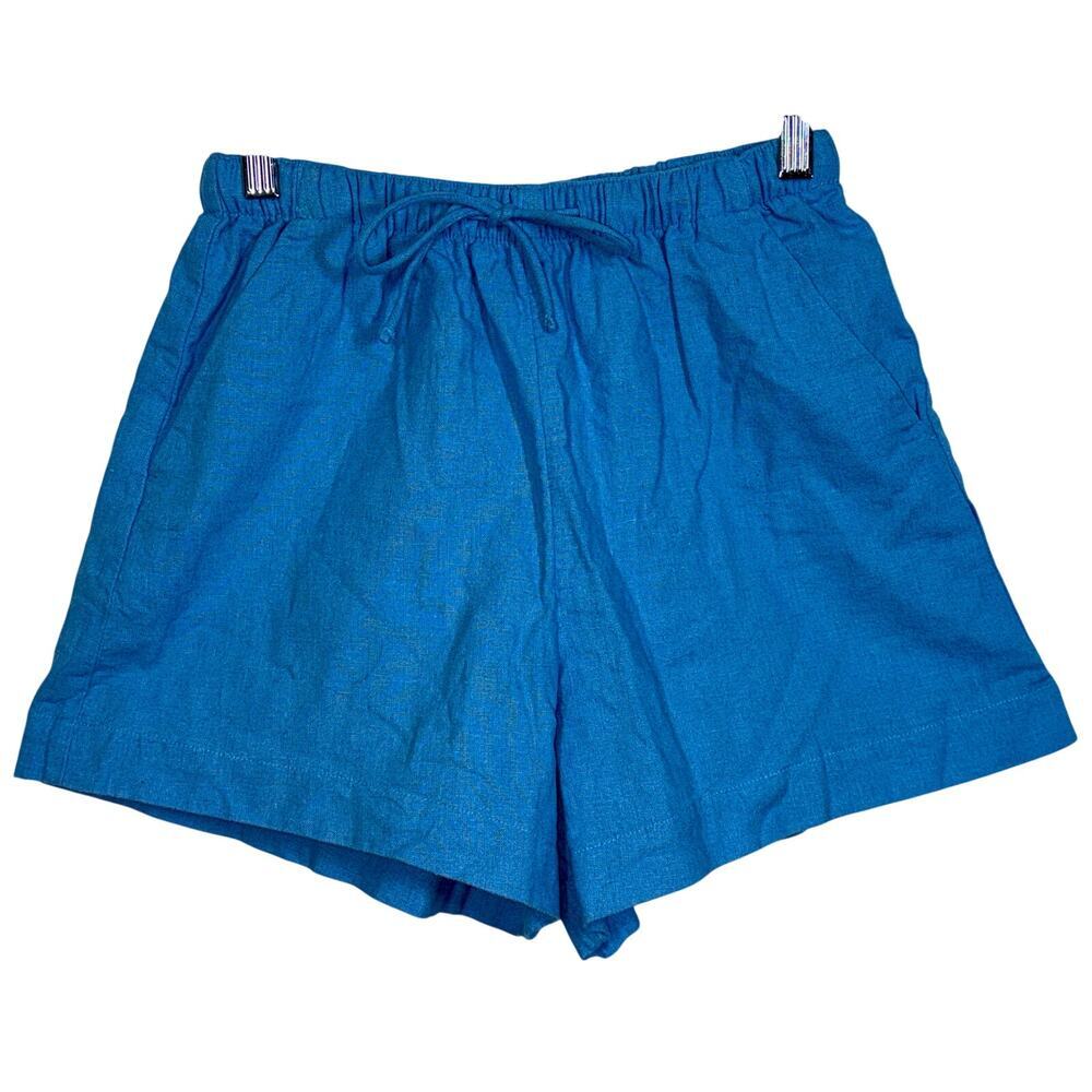 NWT Abercrombie & Fitch Blue Linen Casual Bermuda Cargo Utility Shorts Womens XS